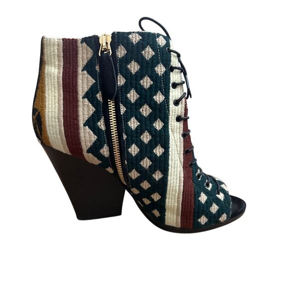Burberry Prorsum Virginia peep toe tapestry ankle boots size 8 - Picture 3 of 8